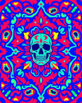 Vibrant Skull Mandala Day Dead Rug