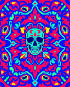 Vibrant Skull Mandala Day Dead Rug