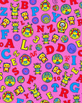 Bright Fuchsia Playful Alphabet Characters Rug