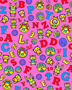 Bright Fuchsia Playful Alphabet Characters Rug