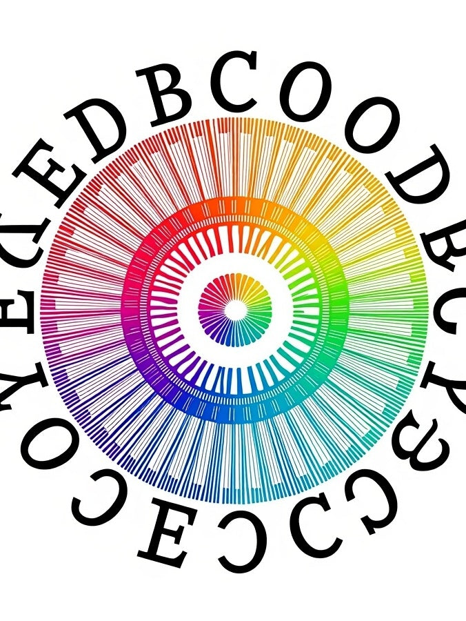 Rainbow Alphabet Sunburst Rug