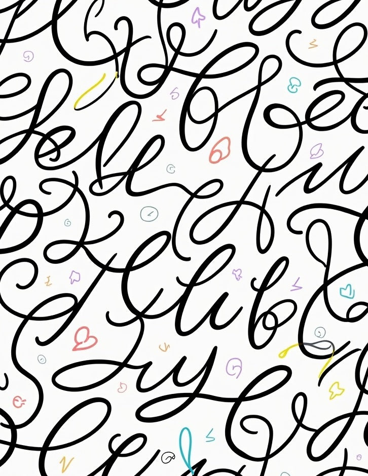 Scripted Letters Pastel Scribble Rug