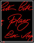 Black Red Script Calligraphy Rug