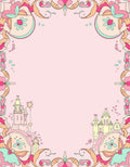 Whimsical Pastel Castle Garden Frame Rug