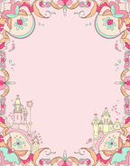 Whimsical Pastel Castle Garden Frame Rug