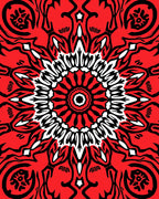 Bold Red Black Floral Starburst Rug