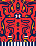 Abstract Red Blue Yellow Organic Forms Rug