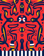 Abstract Red Blue Yellow Organic Forms Rug