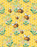 Whimsical Yellow Honeycomb Bee Bloom Rug
