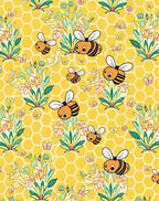 Whimsical Yellow Honeycomb Bee Bloom Rug