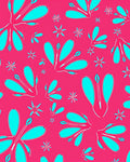 Bright Pink Cyan Floral Abstract Rug