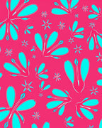 Bright Pink Cyan Floral Abstract Rug