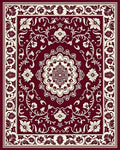 Crimson Floral Bloom Central Medallion Rug