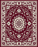 Crimson Floral Bloom Central Medallion Rug