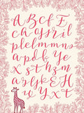 Pink Giraffe Alphabet Border Rug