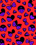 Red Violet Heart Bow Butterfly Collage Rug
