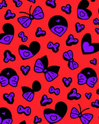 Red Violet Heart Bow Butterfly Collage Rug