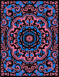Ornate Pink Blue Mandala Burst Rug