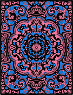 Ornate Pink Blue Mandala Burst Rug