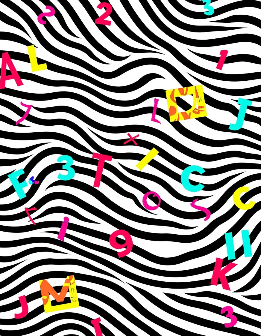 Vibrant Alphabet Zebra Wave Rug