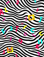 Vibrant Alphabet Zebra Wave Rug