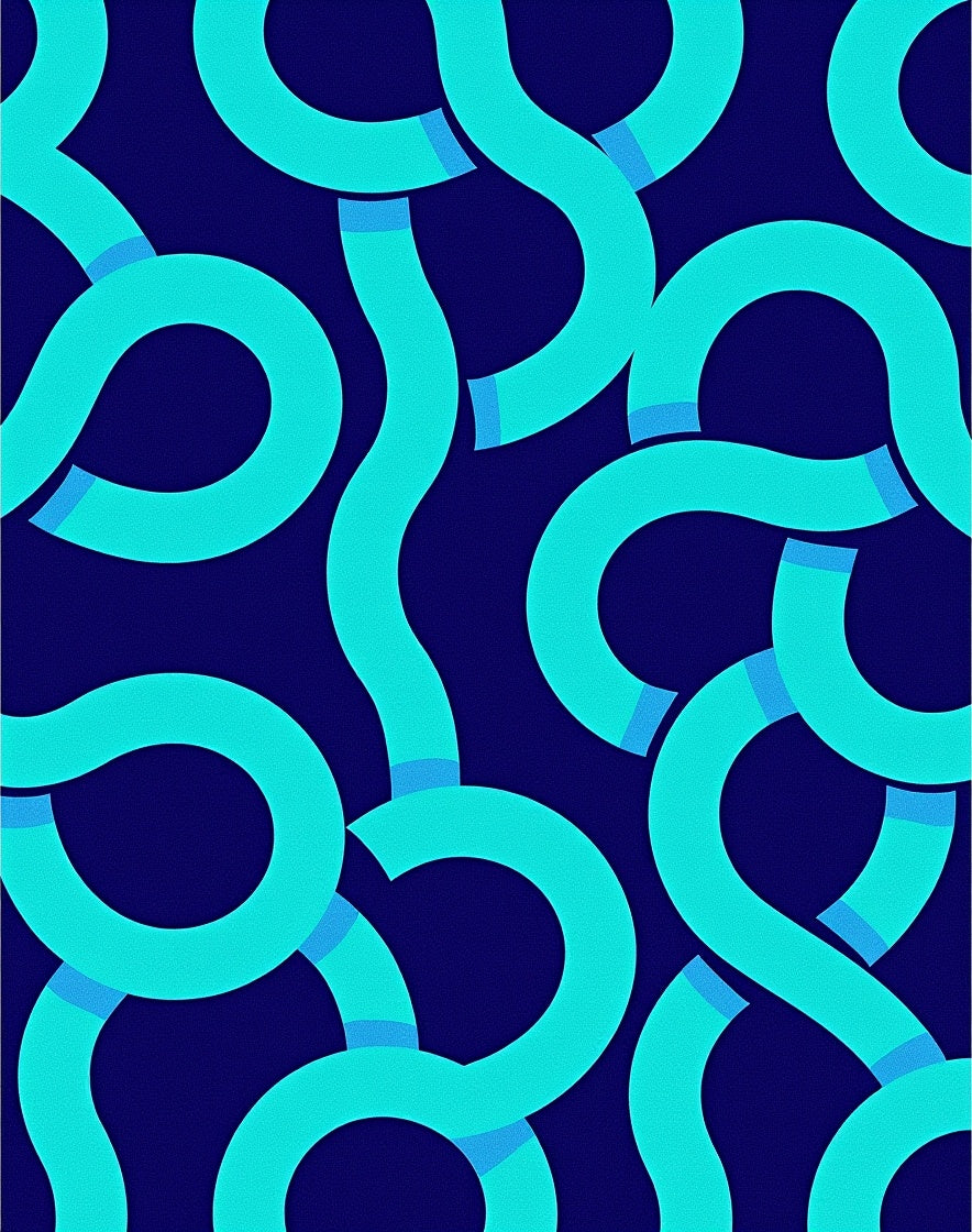 Vivid Aqua Swirl Modern Geometric Rug