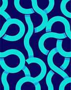 Vivid Aqua Swirl Modern Geometric Rug