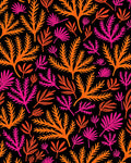 Vibrant Orange Pink Leafy Vines Rug