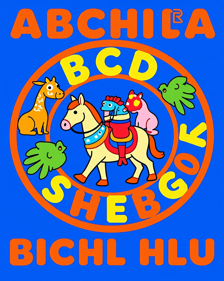 Bright Horse Zoo Alphabet Round Rug