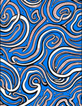 Vibrant Blue White Crimson Swirl Rug