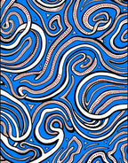 Vibrant Blue White Crimson Swirl Rug