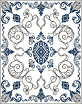 Elegant Navy Swirl Medallion Rug