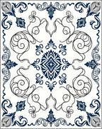 Elegant Navy Swirl Medallion Rug
