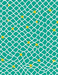 Teal White Net Yellow Starbursts Rug