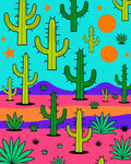Vibrant Desert Cactus Landscape Rug