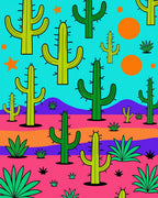 Vibrant Desert Cactus Landscape Rug