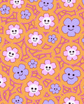 Groovy Pink Purple Smiley Flower Field Rug