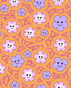 Groovy Pink Purple Smiley Flower Field Rug
