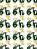 Bold Green Black Gold Calligraphy Rug