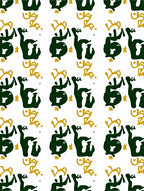 Bold Green Black Gold Calligraphy Rug