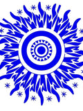 Vibrant Blue Sunburst Mandala Rug