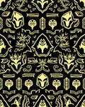 Ancient Gold Black Warrior Helmet Rug