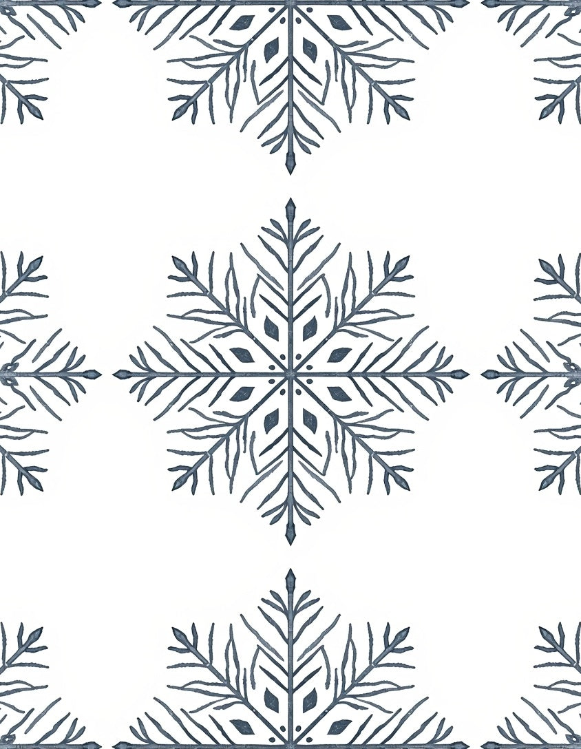 Winter Blue Snowflake Imprint Rug