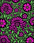 Vibrant Pink Neon Floral Foliage Rug