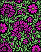 Vibrant Pink Neon Floral Foliage Rug