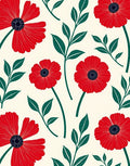 Crimson Poppy Blossom Botanical Rug