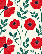 Crimson Poppy Blossom Botanical Rug