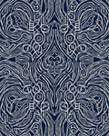 Navy White Organic Swirl Kaleidoscope Rug