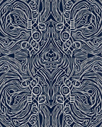 Navy White Organic Swirl Kaleidoscope Rug