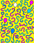 Bright Yellow Party Streamer Balloon Rug